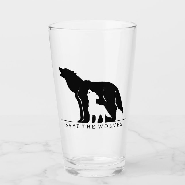 Save the Wolves Glass (Front)