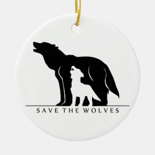 Save the Wolves (white ver.) Ceramic Tree Decoration