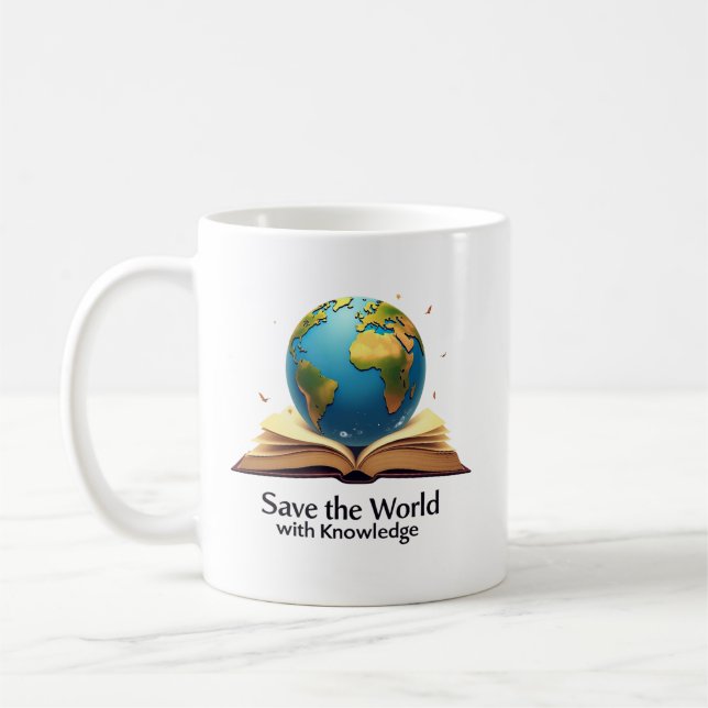 Save the World with Knowledge Coffee Mug (Left)