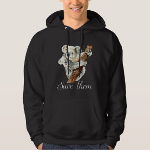 Save Them Cute Koala Bear And Baby Realistic Water Hoodie