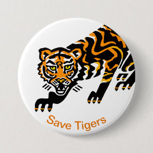 Save TIGERS - Endangered animal graphic - 7.5 Cm Round Badge