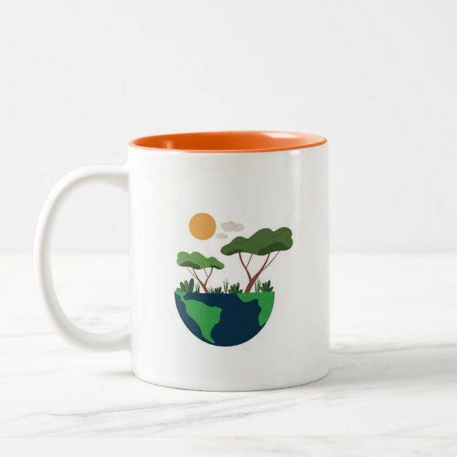 save tree save our planet Two-Tone coffee mug (Left)