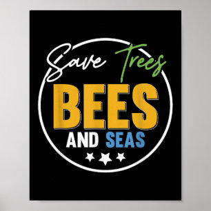 Save Trees Bees And Seas Environmental Protection Poster