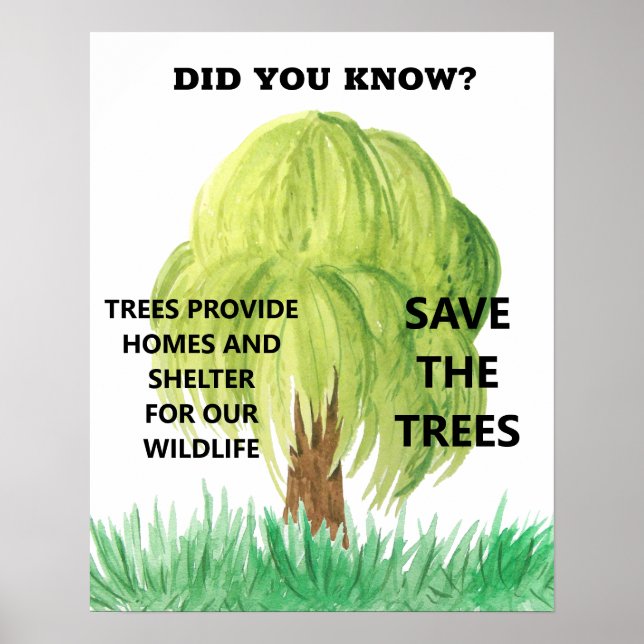 Save Trees Conserve Environmental Animal Habitat Poster (Front)
