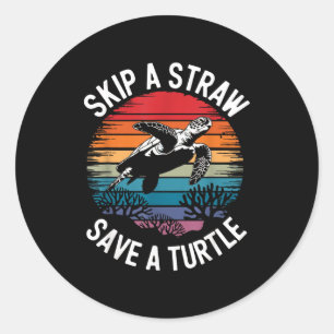 Save Turtles Sea Ocean Turtle Shirt Classic Round Sticker