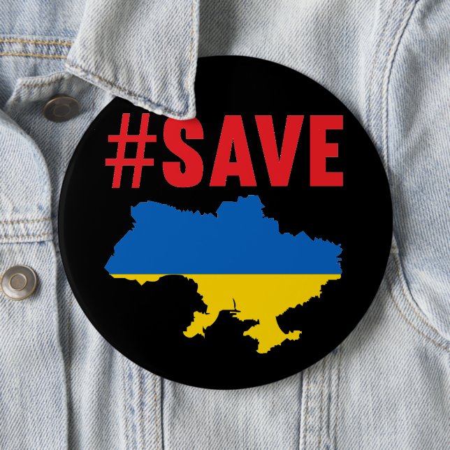 Save Ukraine  6 Cm Round Badge (In Situ)