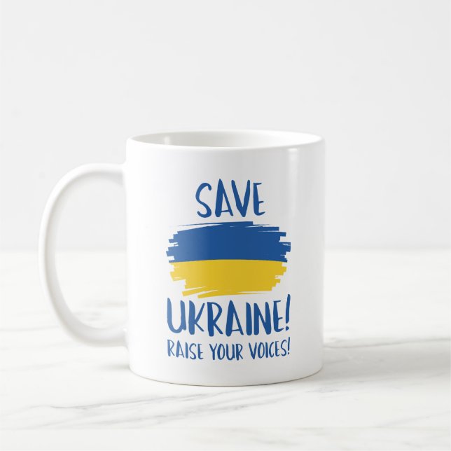 Save Ukraine Raise Your Voices Coffee Mug (Left)