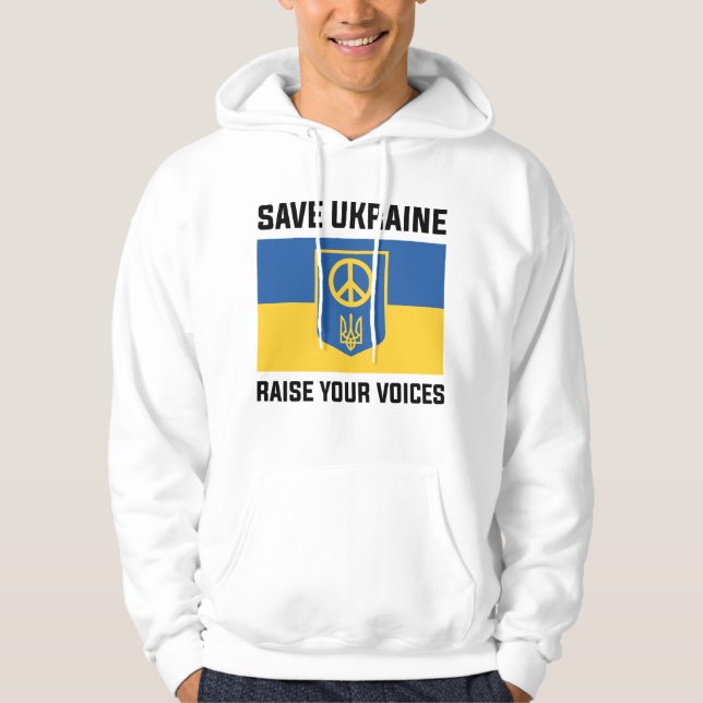 Save Ukraine Raise Your Voices Hoodie (Front)