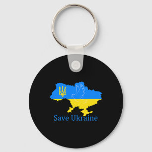 Save Ukraine Support Dove Peace Ukrainian Map Coat Key Ring