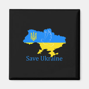 Save Ukraine Support Dove Peace Ukrainian Map Coat Magnet