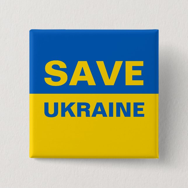 Save Ukraine Ukrainian Flag 15 Cm Square Badge (Front)