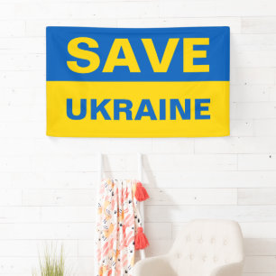 Save Ukraine Ukrainian Flag Banner