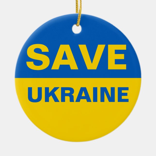Save Ukraine Ukrainian Flag Ceramic Tree Decoration (Front)