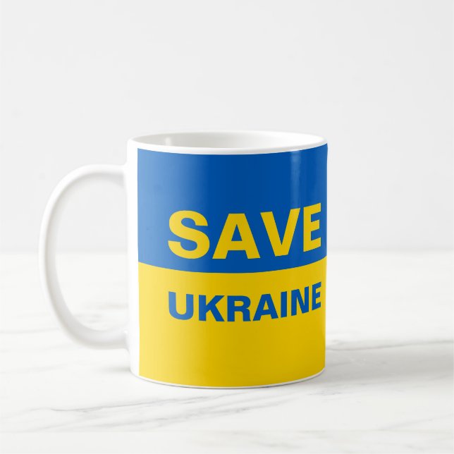 Save Ukraine Ukrainian Flag Coffee Mug (Left)