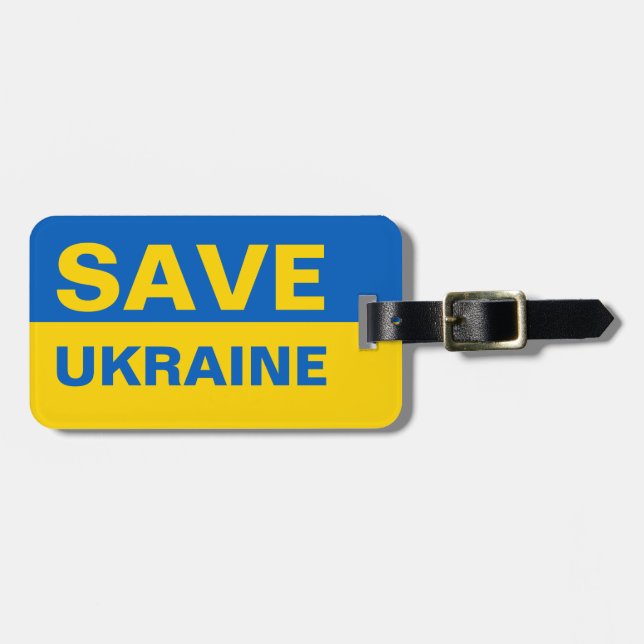Save Ukraine Ukrainian Flag Luggage Tag (Front Horizontal)