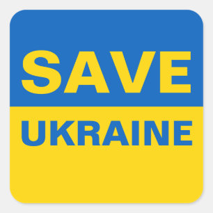 Save Ukraine Ukrainian Flag Square Sticker