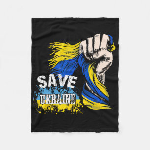 Save Ukraine We Stand With Ukraine Support Ukraine Fleece Blanket