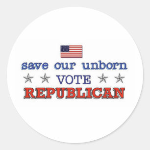 Save Unborn Vote Republican Classic Round Sticker