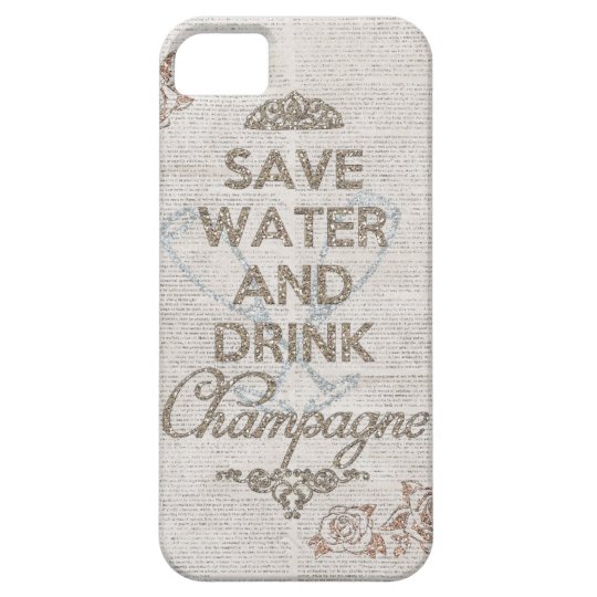 Save Water And Drink Champagne Shabby Glitter Case