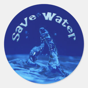 save water classic round sticker
