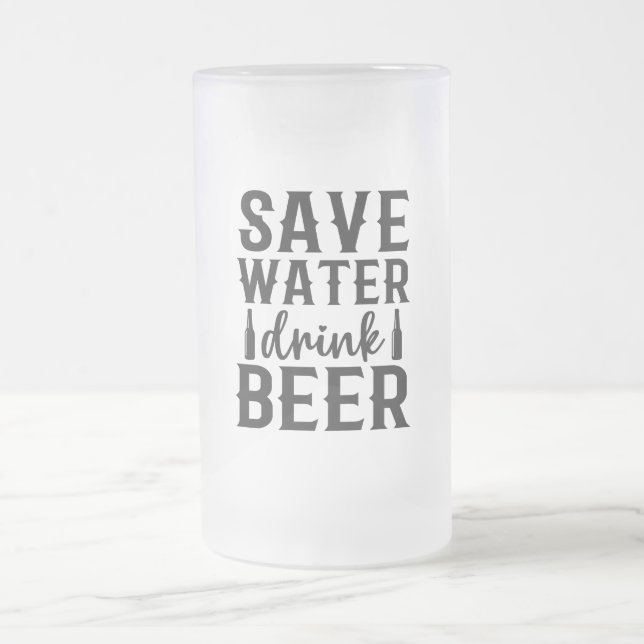 Save Water Drink Beer Frosted Mug (Center)
