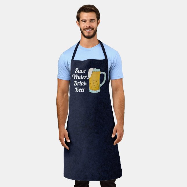 Save Water Drink Beer Quote Funny Watercolor Apron (Worn)