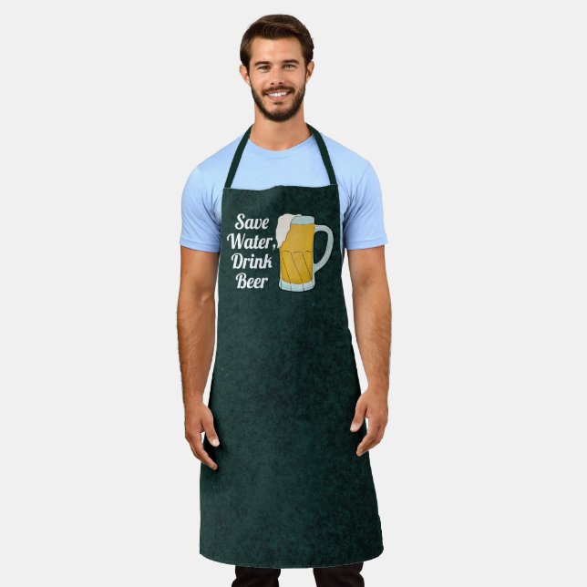 Save Water Drink Beer Quote Funny Watercolor Apron (Worn)