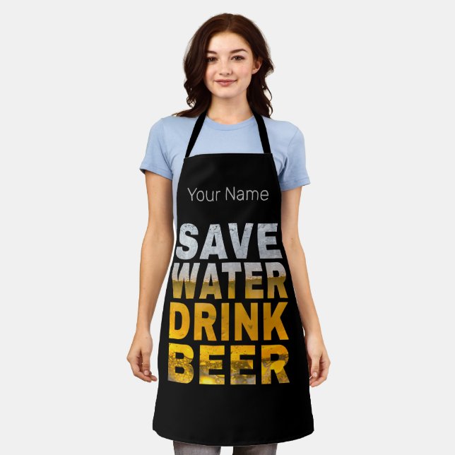 Save Water Drink Beer Saying For Bachelor Party Apron (Worn)