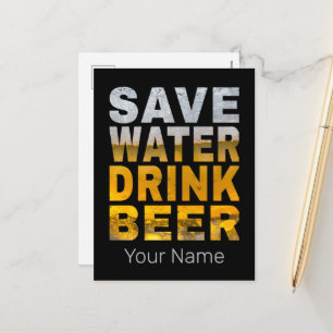 Save Water Drink Beer Saying For Bachelor Party Holiday Postcard