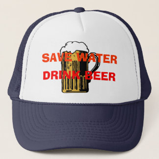 SAVE WATER DRINK BEER TRUCKER HAT