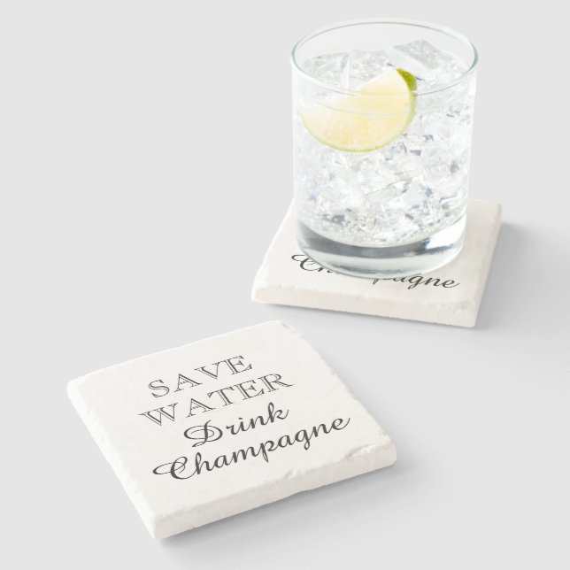 Save Water Drink Champagne funny marble Stone Coaster (Side)