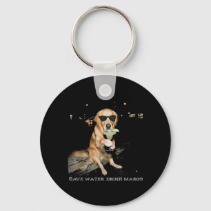 Save Water Drink Margs Golden Retriever Drinking Key Ring