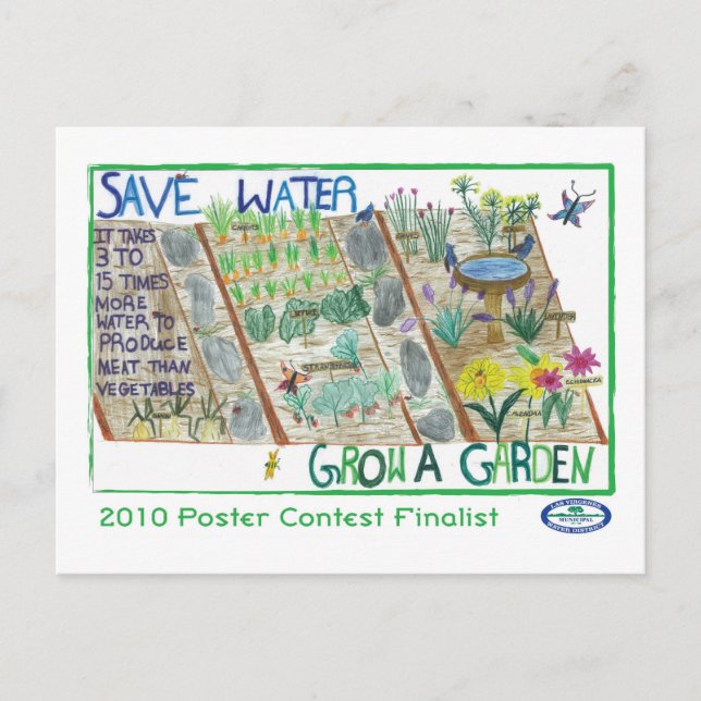 Save Water - Grow a Garden Postcard (Front)