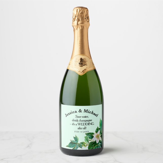 💍Save water... Passiflora Serenity  Sparkling Wine Label (Front)