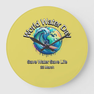Save Water, Save Life. World Water Day. Large Clock