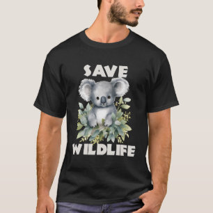 Save Wildlife Beautiful Cute Koala Motif T-Shirt