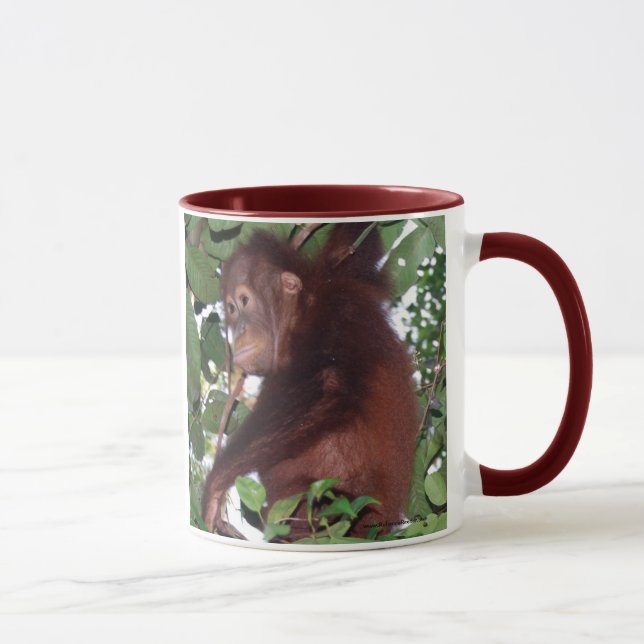 Save Wildlife: cute orangutans in the rainforest Mug (Right)