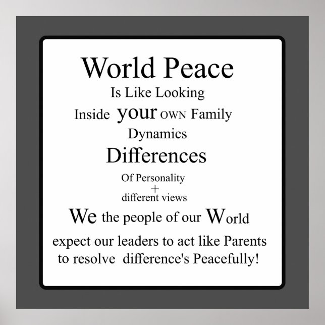 Save World Peace by Looking at Family Dynamics Poster (Front)