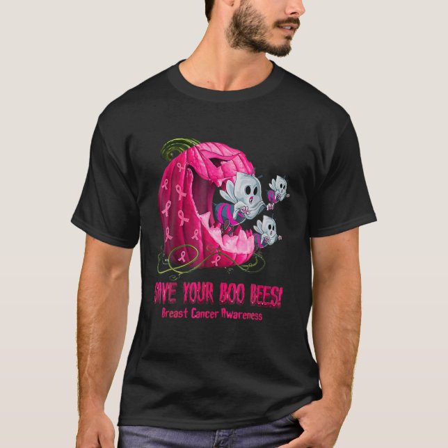 Save Your Boo Bees Breast Cancer Awareness Pink Pu T-Shirt (Front)
