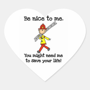 Save Your Life Firefighter Tshirts and Gifts Heart Sticker