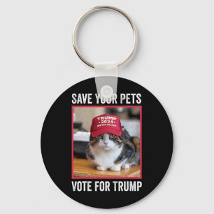 Save Your Pets Vote For Trump Us Election Funny Qu Key Ring