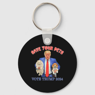 Save Your Pets Vote For Trump Us Election Funny Qu Key Ring