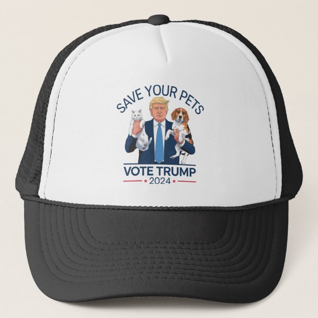 Save Your Pets Vote for Trump US Election Quote Trucker Hat (Front)