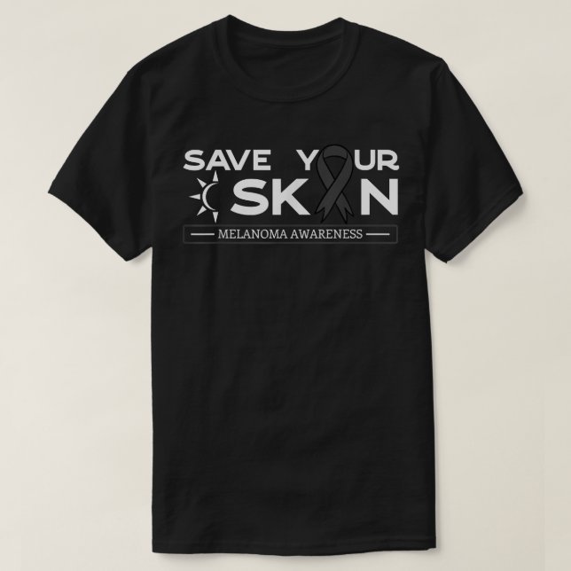 Save Your Skin Melanoma Awareness Black Ribbon Ski T-Shirt (Design Front)