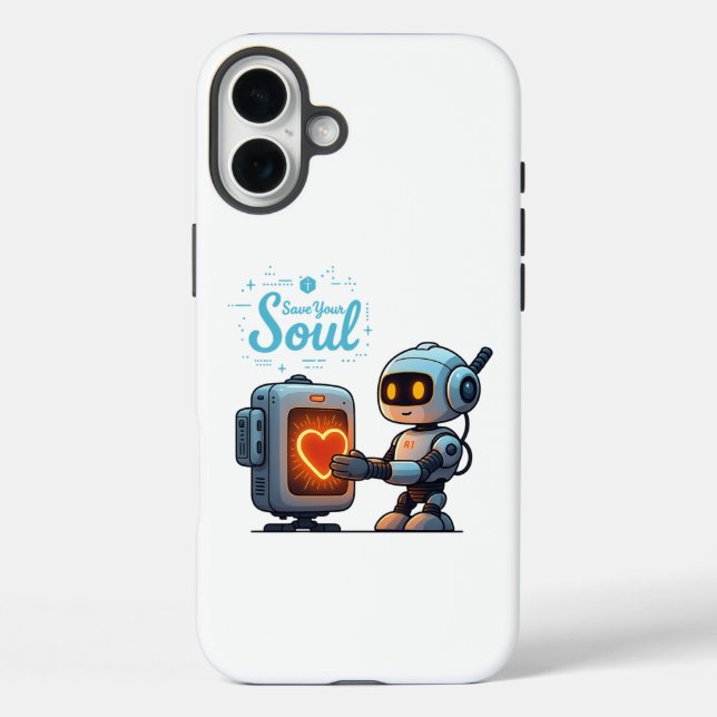 Save Your Soul Cute Robot Holding Heart – Futurist Case-Mate iPhone Case (Back)