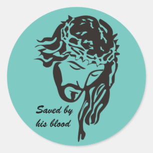 Saved By Blood Jesus Crown of Thorns Classic Round Sticker