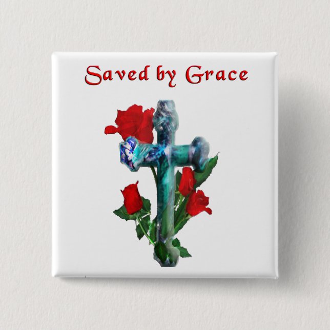 Saved By Grace 15 Cm Square Badge (Front)