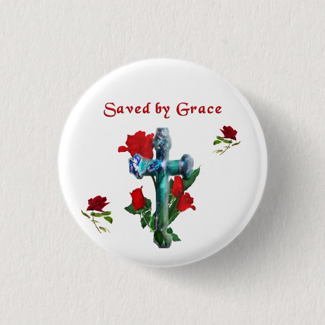 Saved By Grace 3 Cm Round Badge (Front)
