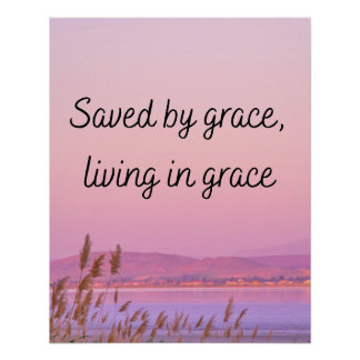 Saved by grace Bible verse christian typography Poster