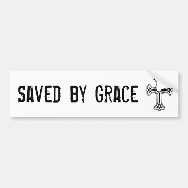 'Saved by Grace' bumper sticker (Front)